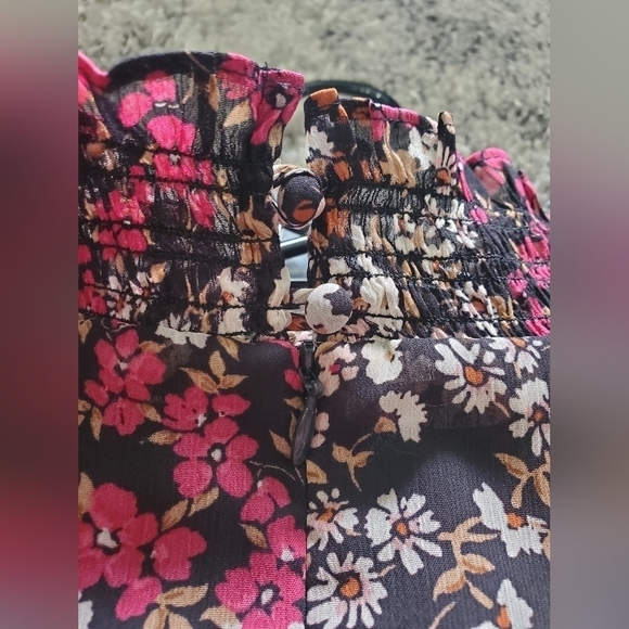 Ann Taylor Floral Smocked Neck Shift 8 Petite A-Line Prairie Dress - Picture 11 of 15